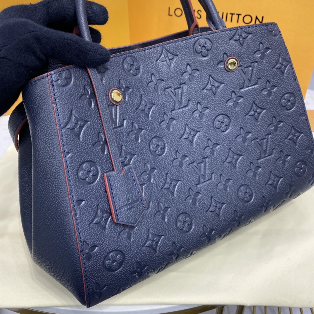 Louis Vuitton MONTAIGNE MM Handbag Monogram Empreinte M42746 Navy Blue/Red